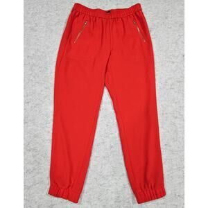 J Crew Joggers Turner Pants, Red, Zippered Pockets Elastic Waistband Womens Sz 2